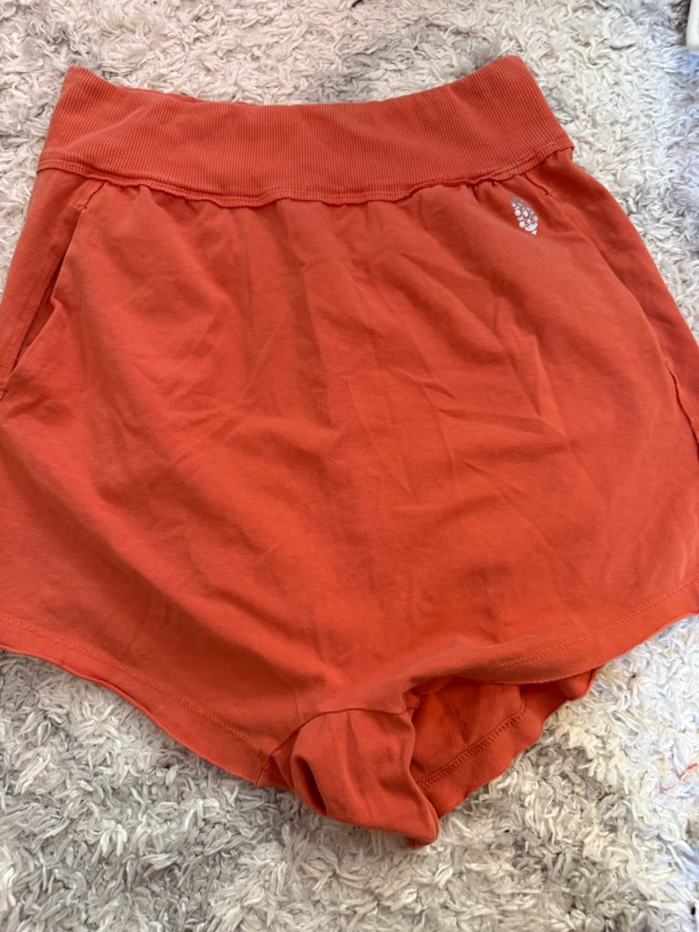 FP Movement by Free People High-Waist Rust Orange Knit Shorts